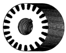 由硅鋼片疊成的轉子鐵芯