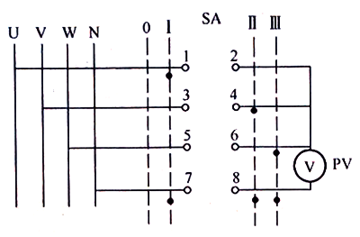 LW5-15/YH1型相電壓換相開(kāi)關(guān)接線圖