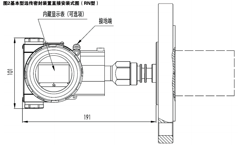 遠傳壓力變送器基本型遠傳密封裝置安裝式圖