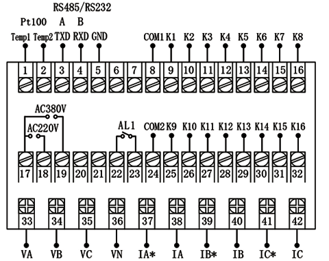 低壓無功功率自動補償控制器端子圖