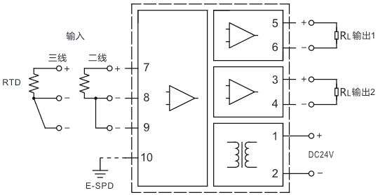 熱電阻溫度變送器接線圖